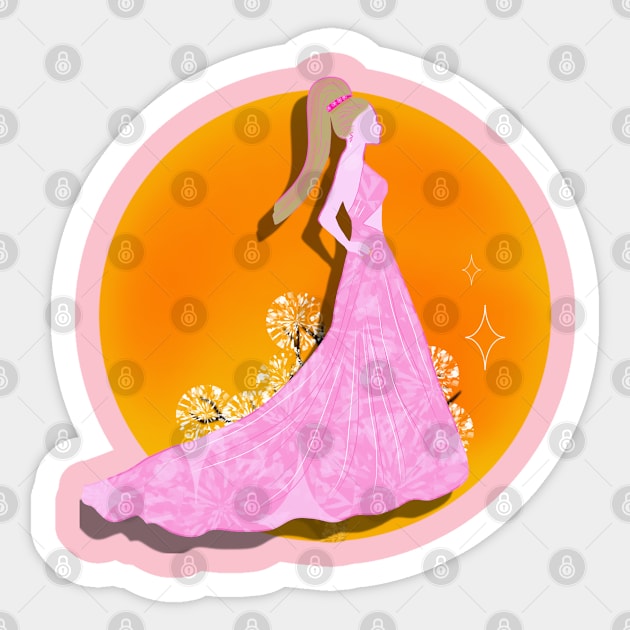 Woman in Pink Dress Affair Sticker by zinfulljourney